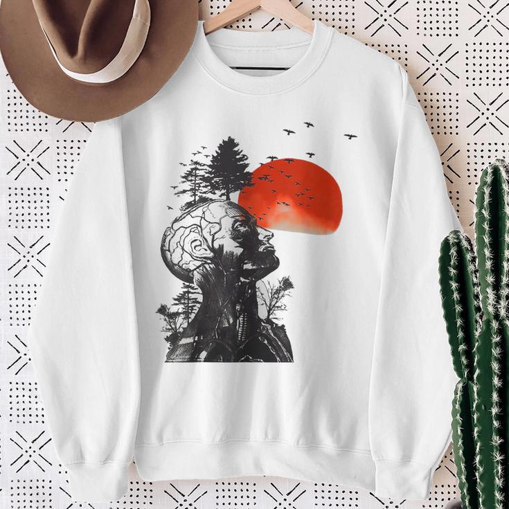 Hangover Human Tree Surreal Artistic Sunset Gray Sweatshirt Geschenke für alte Frauen