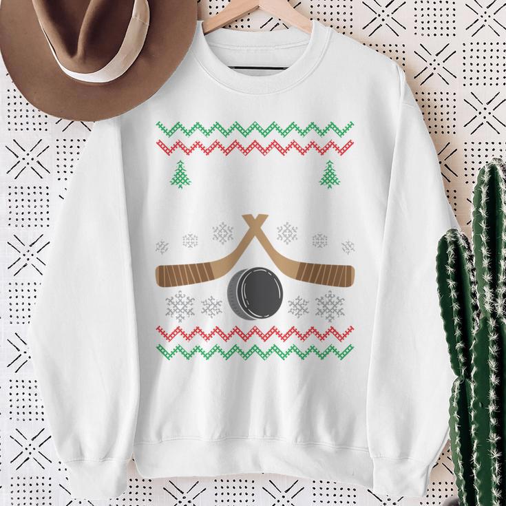 Happy Hockeydays Ice Hockey Fan Ugly Christmas Sweater Sweatshirt Geschenke für alte Frauen