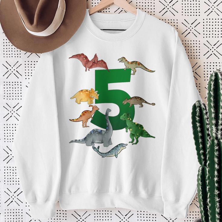 Kinder Geburtstags 5 Jahre Dinosaurier Dino 5 Geburtstag Sweatshirt Geschenke für alte Frauen