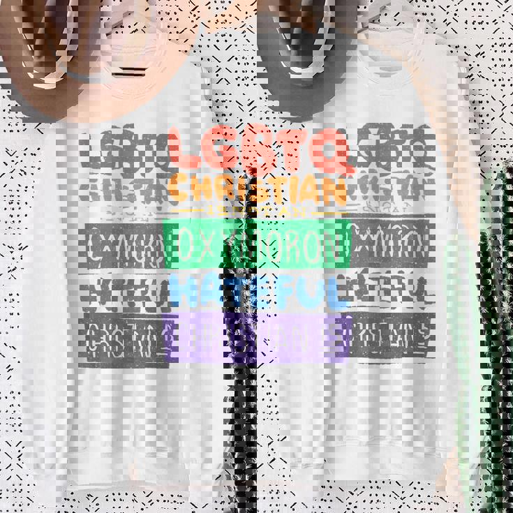 LGBTQ Christian Is Not An Oxymoron LGBT Pride Premium Sweatshirt Gifts for Old Women