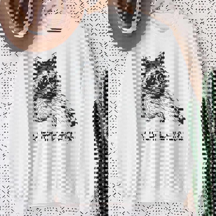 A Little Feral Raccoon With Moon Animal Raccoon Trash Panda Sweatshirt Gifts for Old Women