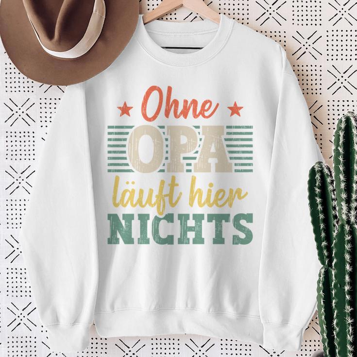 Ohne Opa Läuft Hier Nichts Bester Opa Long-Sleeved Sweatshirt Geschenke für alte Frauen