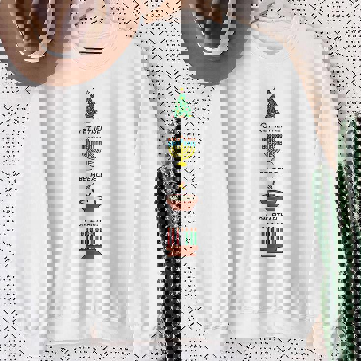 Peace On Earth Multicultural Holiday Diversity Symbols Sweatshirt Gifts for Old Women