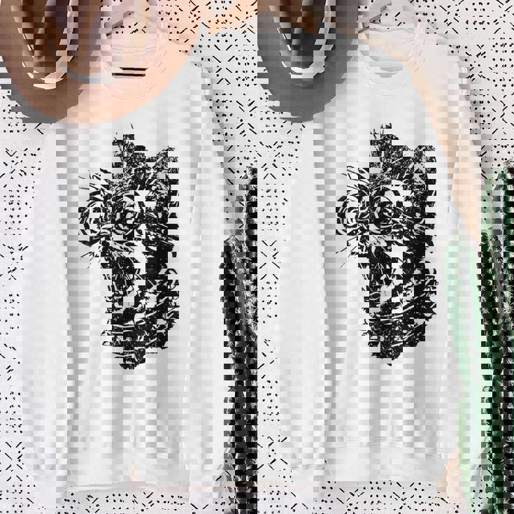 Punk Rock Spooky Cat Lover Scary Halloween Costume Sweatshirt Gifts for Old Women