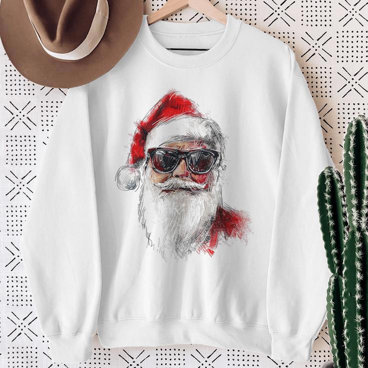 Santa Claus Christmas Graphic X-Mas Sunglasses Santa Sweatshirt Geschenke für alte Frauen