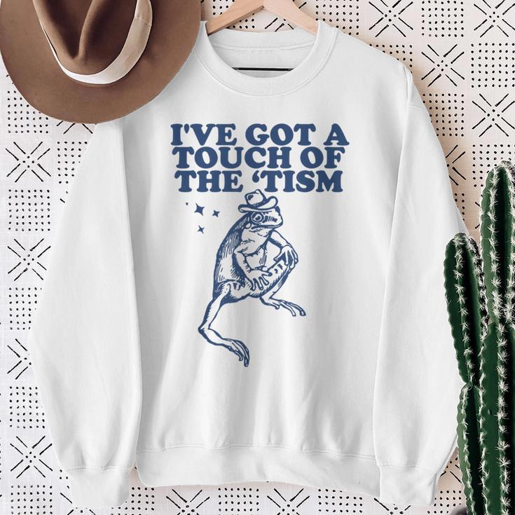Vintage I've Got A Touch Of The Tism Retro Frog Meme Sweatshirt Gifts for Old Women
