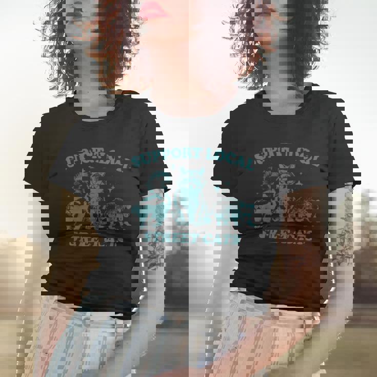 Support-Local-Street-Cat Vintage Raccoon Opossum Skunk Women's T-Shirt Gifts for Her