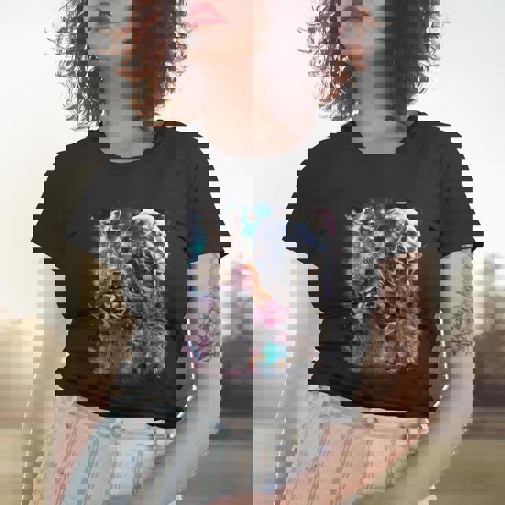Three Racoon Moon Women's T-Shirt - Cursed Meme Design Gifts for Her