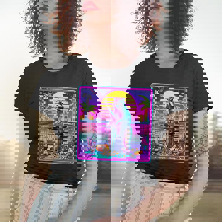 Vaporwave Raccoon Women's T-Shirt | Retro Synthwave Design Gifts for Her