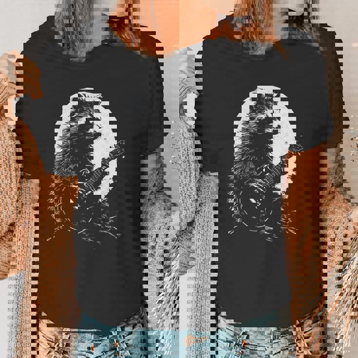 Raccoon Moon Guitarist Women's Tee | Quirky Music Lover's Gift