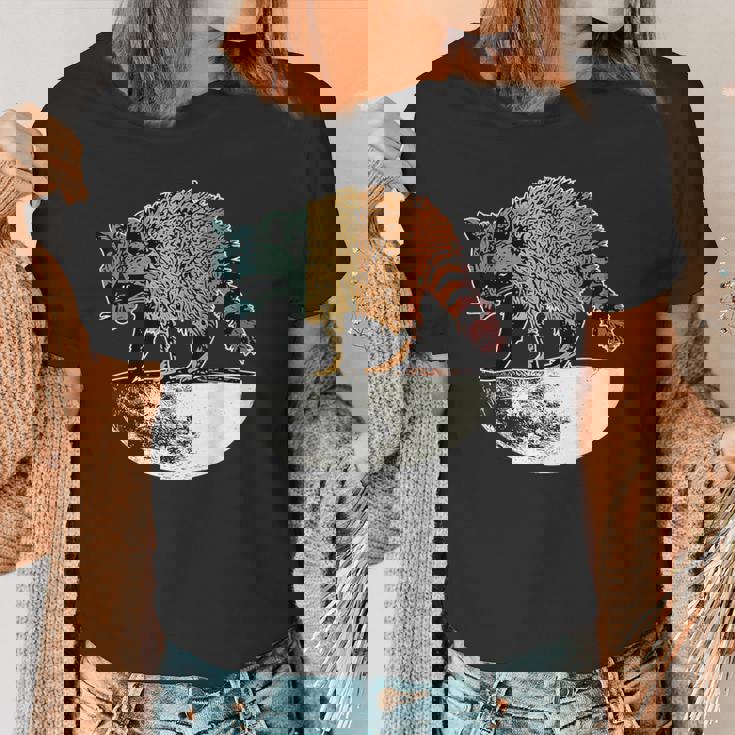 Retro Trashpanda On The Half Moon Vintage Raccoon Women's T-Shirt