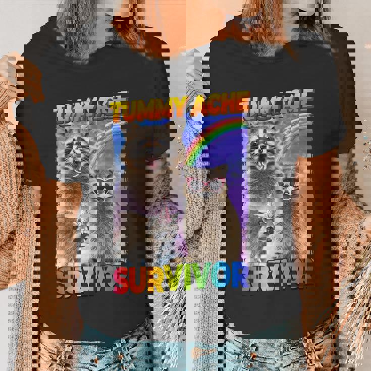 Tummy Ache Survivor Raccoon Women's Small T-Shirt - Quirky Fun
