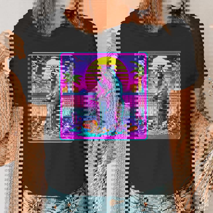 Vaporwave Raccoon Women's T-Shirt | Retro Synthwave Design