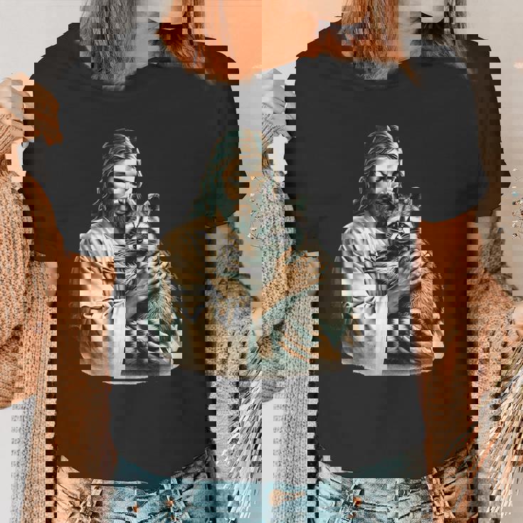 Vintage Jesus Hugging Raccoon Women's T-Shirt - Unique Raccoon Gift