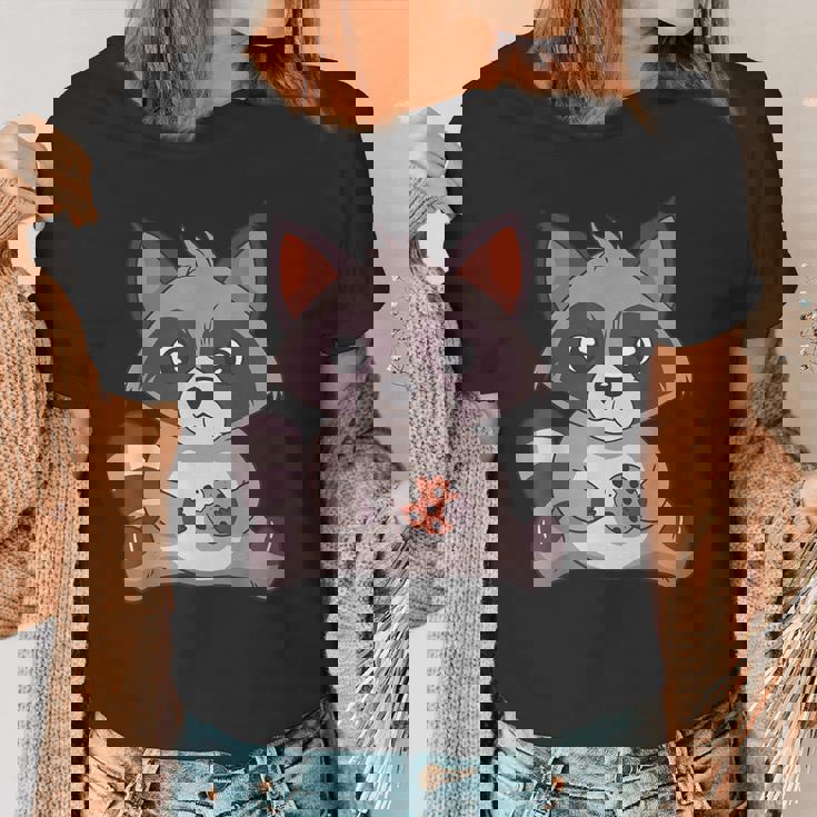 Women's T-Shirt - Raccoon With Cookie | Fun Graphic Cozy Fit