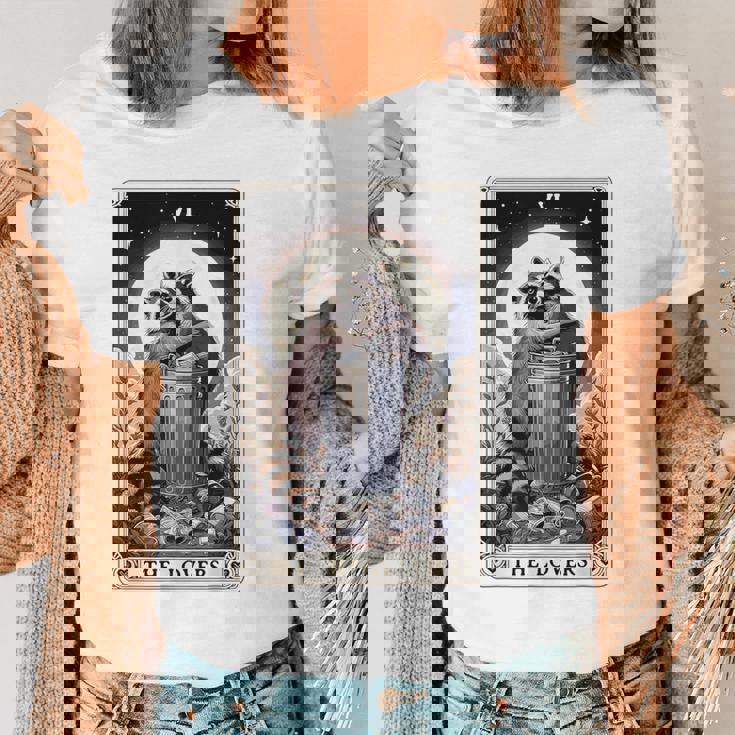 Raccoon Lovers Tarot Women's T-Shirt - Playful Design for Couples