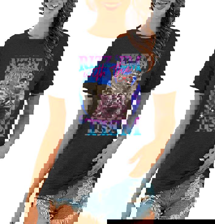 Rizz Em With The Tism Retro Raccoon Meme Women's T-Shirt