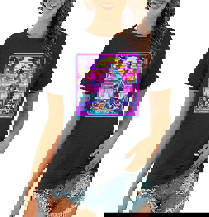Vaporwave Raccoon Women's T-Shirt | Retro Synthwave Design