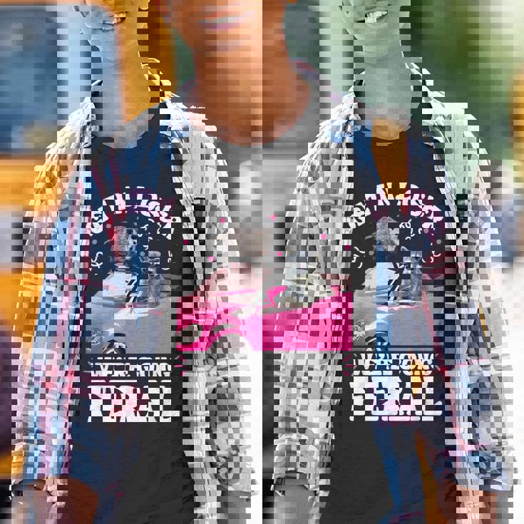 Get In Loser We’Re Going Feral Raccoon Opossum Meme Graphic Youth T-Shirt