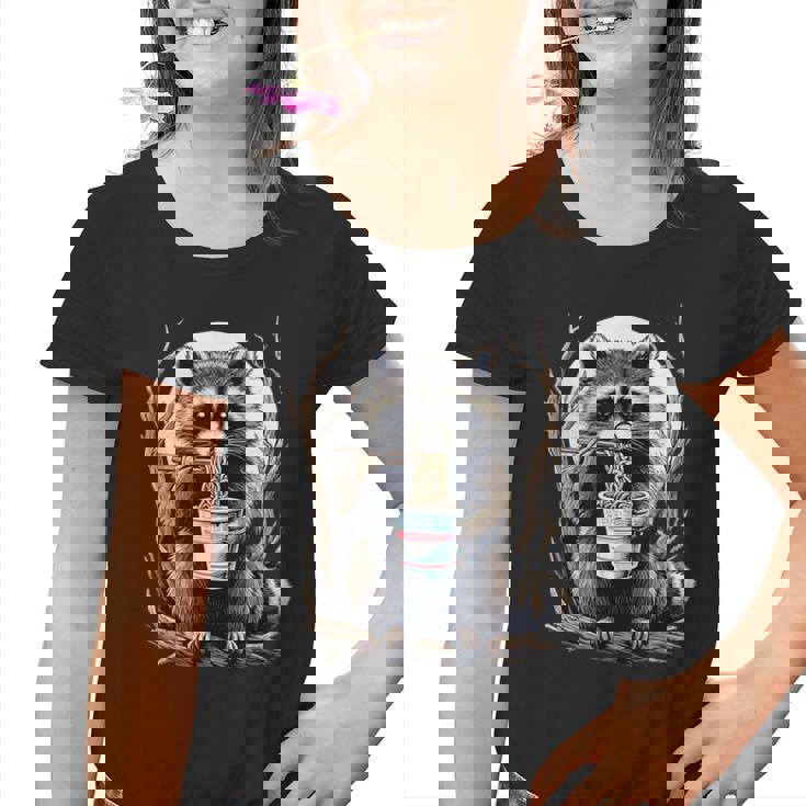 Raccoon Noodle Cup Graphic Youth T-Shirt - Fun Unisex Wear