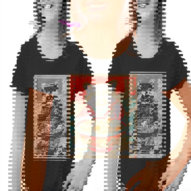 Raccoon Ramen Anime Youth T-Shirt - Quirky Japanese Design