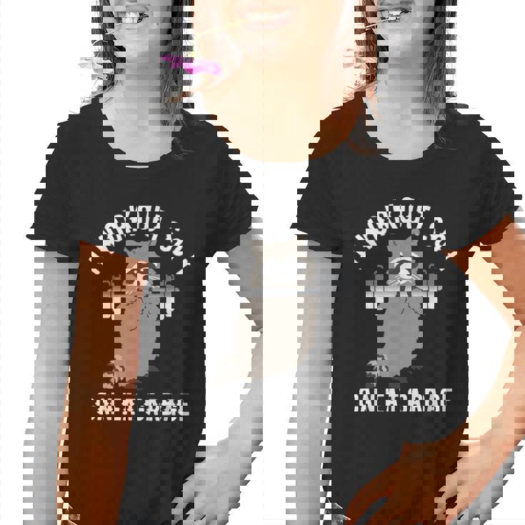 Raccoon Trash Panda Workout Youth T-Shirt | Fun Gym Graphic