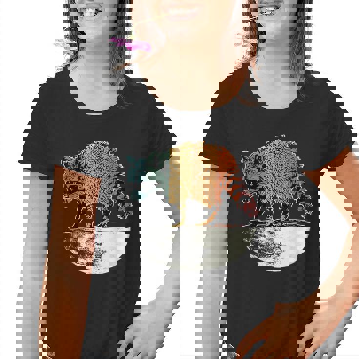 Retro Trashpanda On The Half Moon Vintage Raccoon Graphic Youth T-Shirt