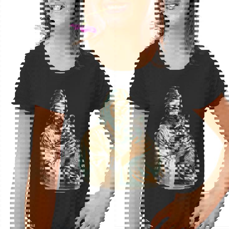 Vintage Youth T-Shirt - Jesus Hugging Raccoon Graphic for Raccoon Lovers