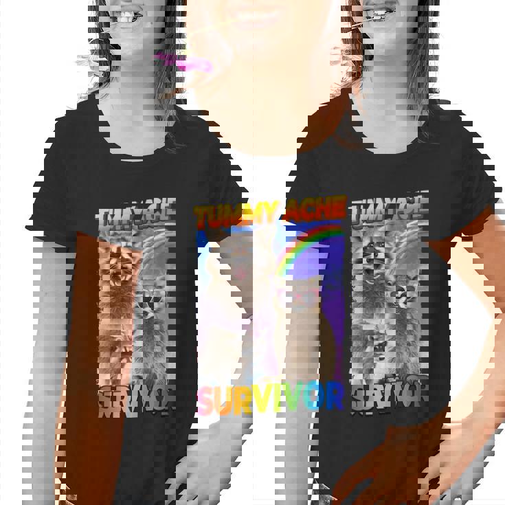 Youth T-Shirt - Tummy Ache Survivor Raccoon | Fun Small Graphic