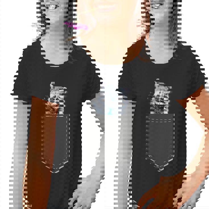 Youth T-Shirt with Cute Raccoon Pocket Graphic | Fun Wildlife Tee