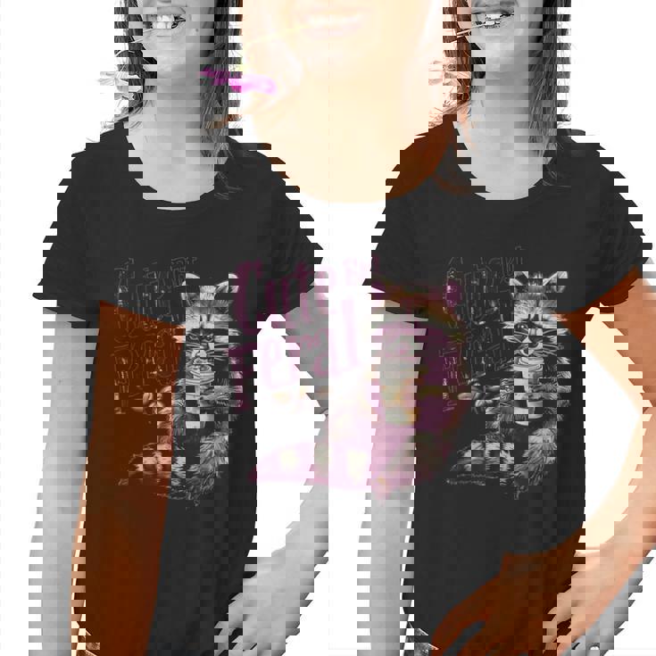 Youth T-Shirt with Groovy Dumpster Fire Raccoon Graphic