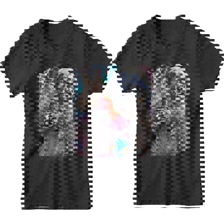 3 Raccoon Moon Youth T-Shirt - Funny Cursed Meme Design