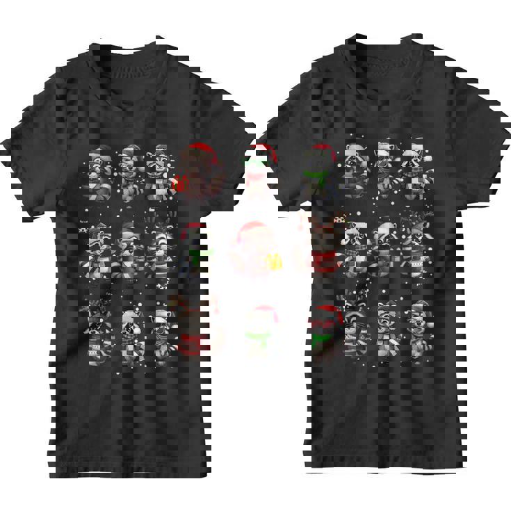 Raccoon Lover Christmas Lights Pajama Graphic Youth T-Shirt