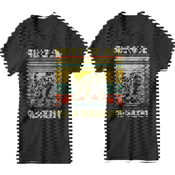 Retro Angry Raccoon Graphic Youth T-Shirt – Playful Delight