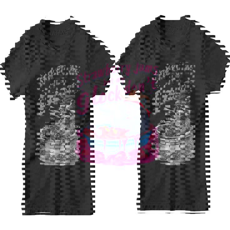 Strawberry Jams But My Dont Raccoon Graphic Youth T-Shirt