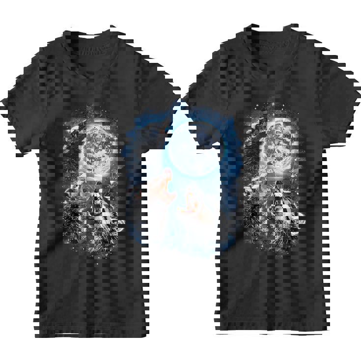 Three Opossum Raccoon Skunk Moon Howling Animal Meme Graphic Youth T-Shirt
