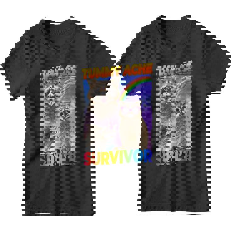Tummy Ache Survivor Raccoon Small Graphic Youth T-Shirt