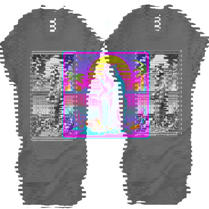 Vaporwave Raccoon Retrowave Synthwave Raccoon Meme Unisex Jersey T-Shirt