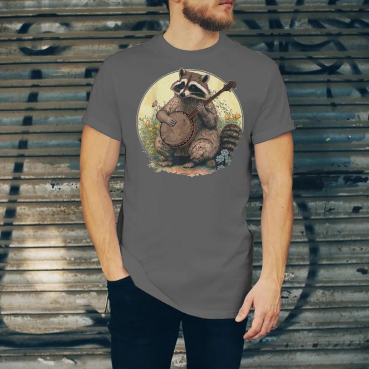 Cottagecore Raccoon Playing Banjo Unisex T-Shirt | Artistic Aesthetic