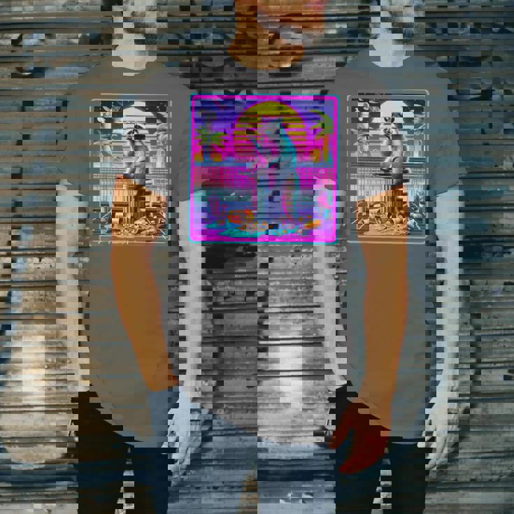 Vaporwave Raccoon Retro Synthwave Unisex Jersey T-Shirt | Fun Meme Style
