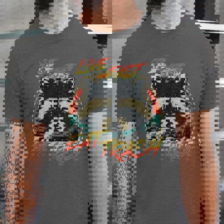 Live Fast Eat Trash Retro Trash Panda Raccoon Unisex Jersey T-Shirt