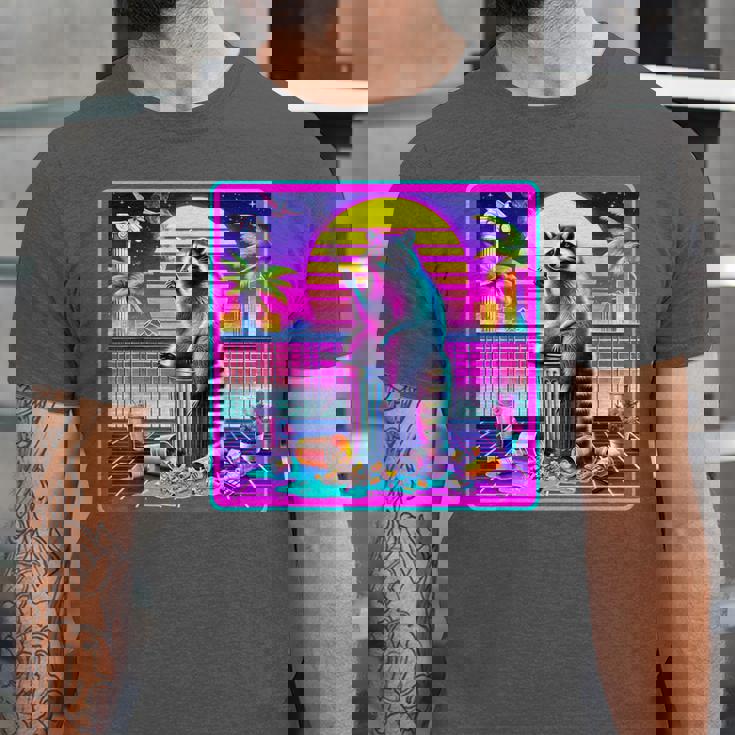 Vaporwave Raccoon Retrowave Synthwave Raccoon Meme Unisex Jersey T-Shirt