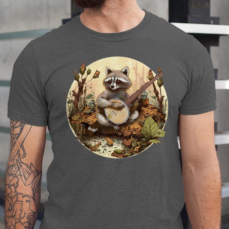 Vintage Cottagecore Aesthetic Raccoon Banjo Unisex T-Shirt