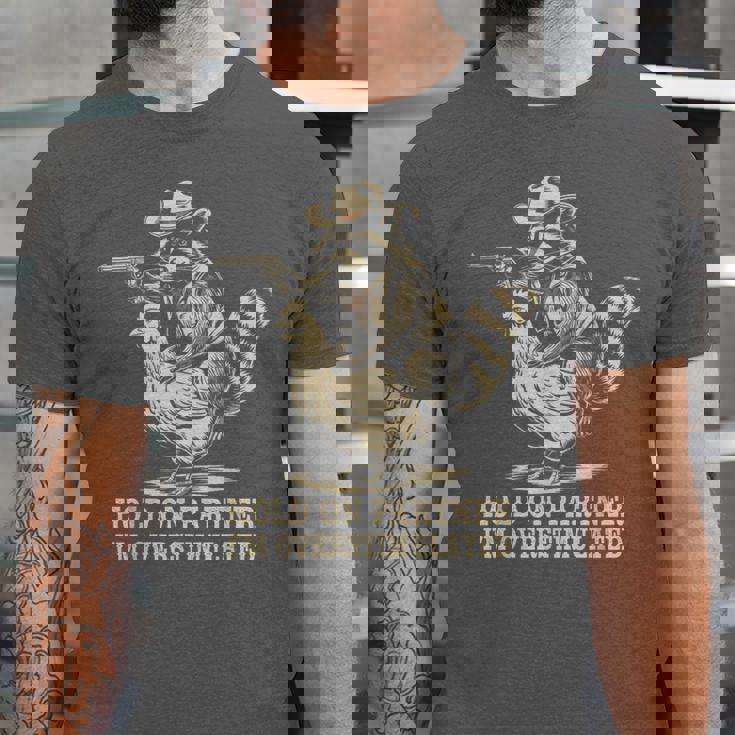 Vintage Raccoon Unisex T-Shirt - Funny Overstimulated Cowboy - Small Adult