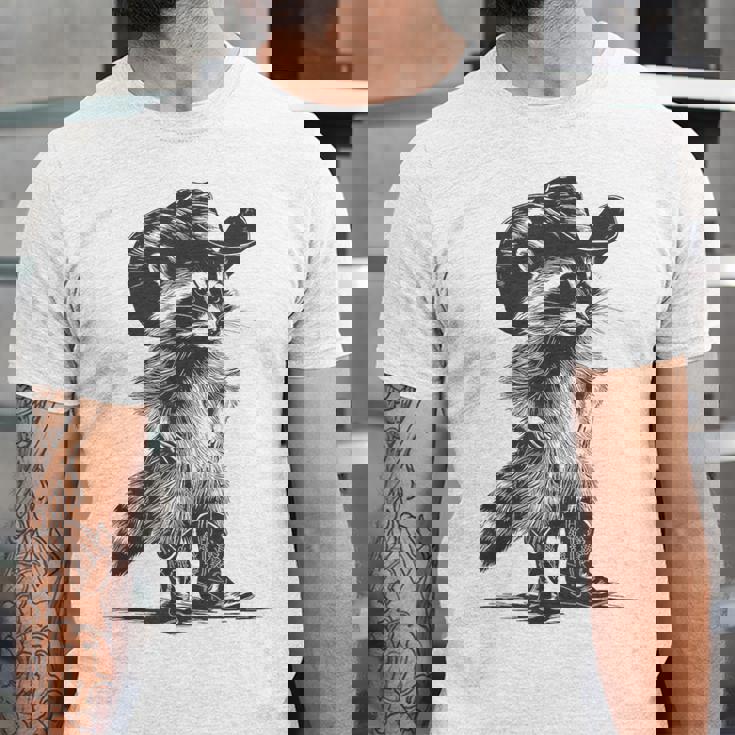 Raccoon Cowboy Unisex T-Shirt - Humorous Graphic Design Tee