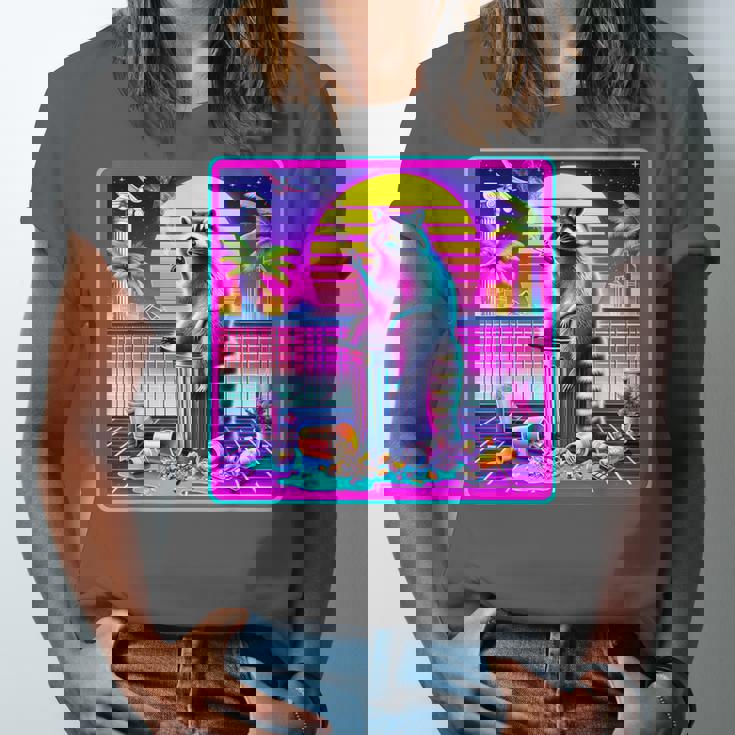 Vaporwave Raccoon Retro Synthwave Unisex Jersey T-Shirt | Fun Meme Style