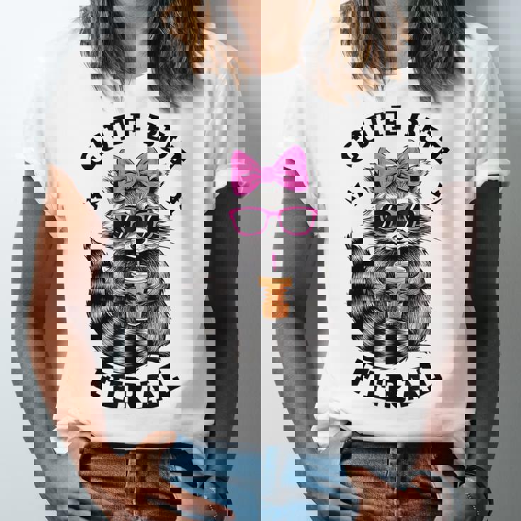 Cute Feral Raccoon Sunglasses Graphic Unisex Jersey T-Shirt