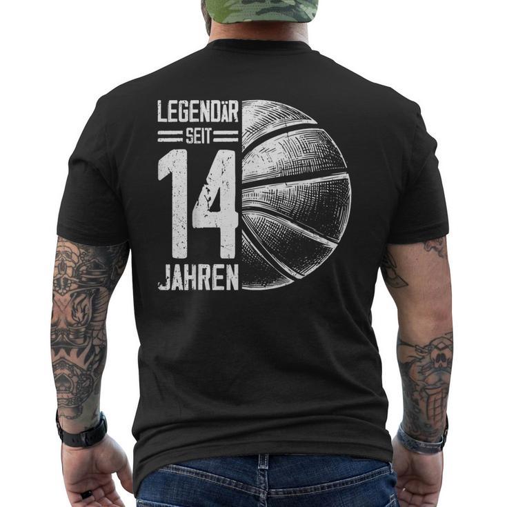 14Th Birthday Retro Basketball Player 14 Years Boy Boys T-Shirt mit Rückendruck