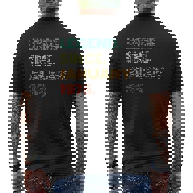 49 Years Old Legend Since January 1976 49Th Birthday Men's T-shirt Back Print