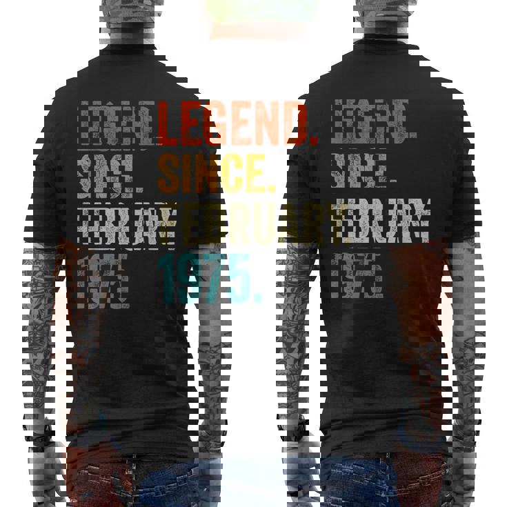 50 Years Old Legend Since February 1975 Retro 50Th Birthday Men's T-shirt Back Print